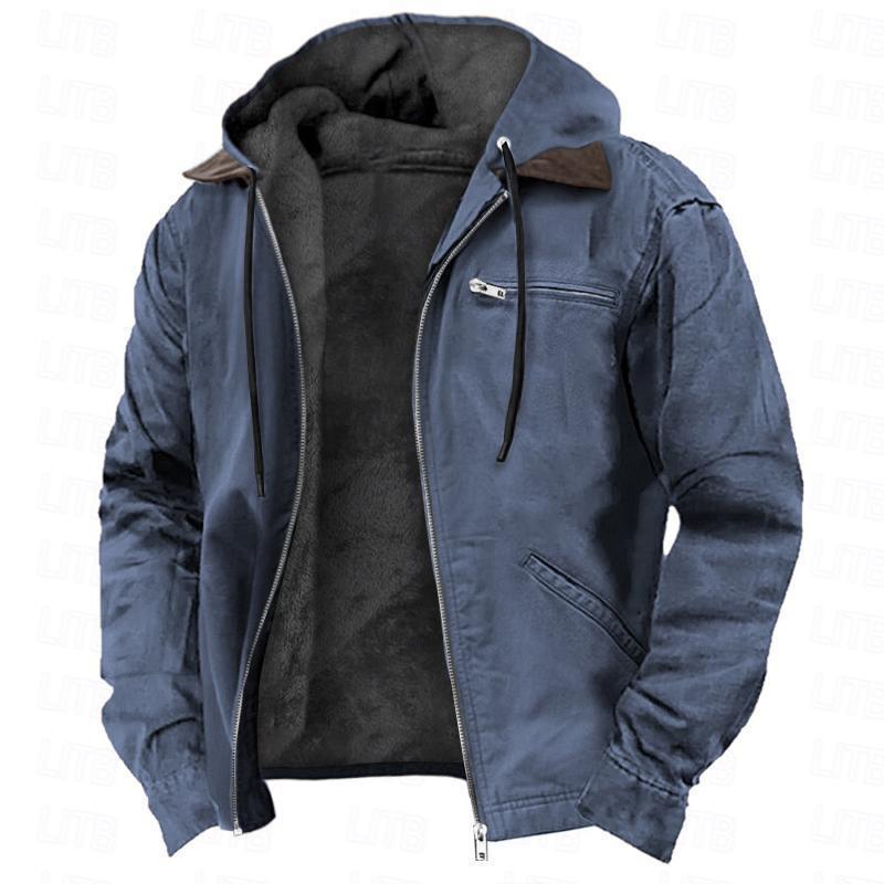 Men’s Winter Hooded Fleece Jacket | Warm Zip-Up Coat with Pockets | Casual Fashion Outwear - Trending Products 
