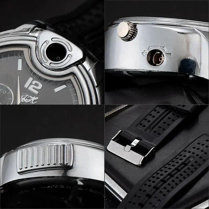 New Unusual Creative Men's Watch Gold Portable Lighter Windproof Flameless Charging USB Cigarette Lighter Tool Exquisite Gift