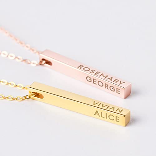 Personalized Mother Necklace, 4 Side Bar Necklace, Kids Names Necklace - Trending Products 