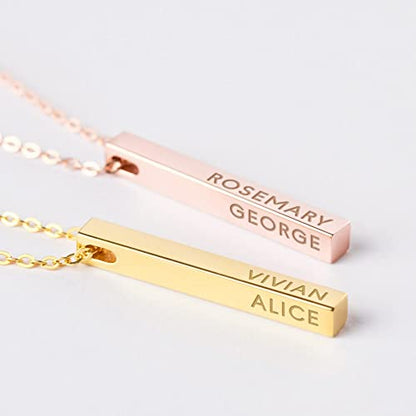Personalized Mother Necklace, 4 Side Bar Necklace, Kids Names Necklace - Trending Products 