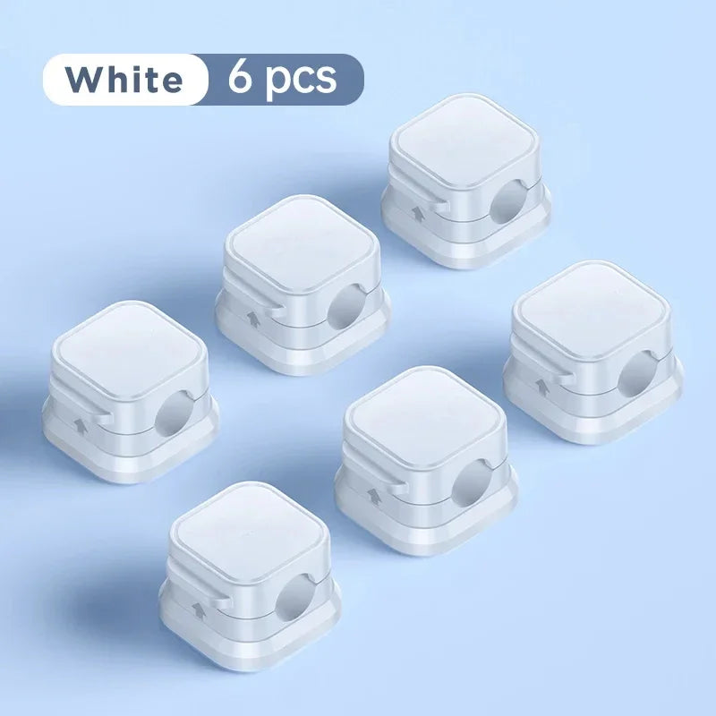 2-6PCS Magnetic Cable Clip Magnetic Cable Winder Cord Organizer Adjustable Cord Holder Under Desk Cable Management Holder