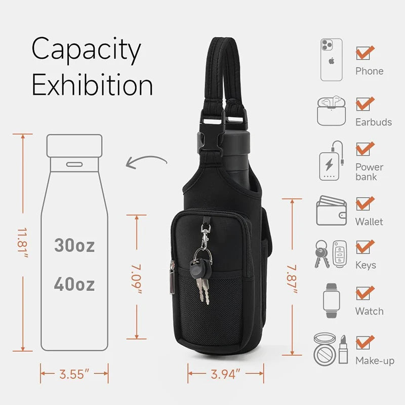 Magnetic Gym Sling Bag Water Bottle Cup Holder Bag,Portable Crossbody Water Bottle Phone Holder For Outdoor Sports Fitness