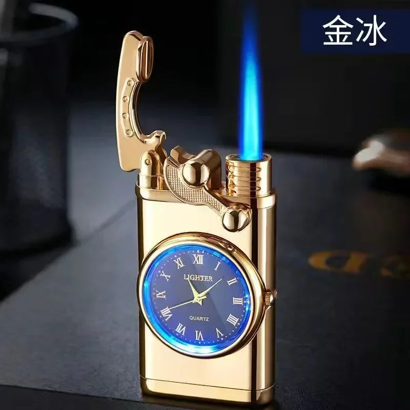 Windproof Gas Lighter Wrist Watch Cigar Lighter Outdoors Jet Double Tube Lighters Gadgets for Men Cigarette Accessories Fires