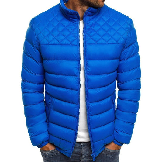 AeroQuilt PrimeShield™ Herren Wintermantel – Stehkragen Baumwoll-Jacke mit Rhombus-Steppung