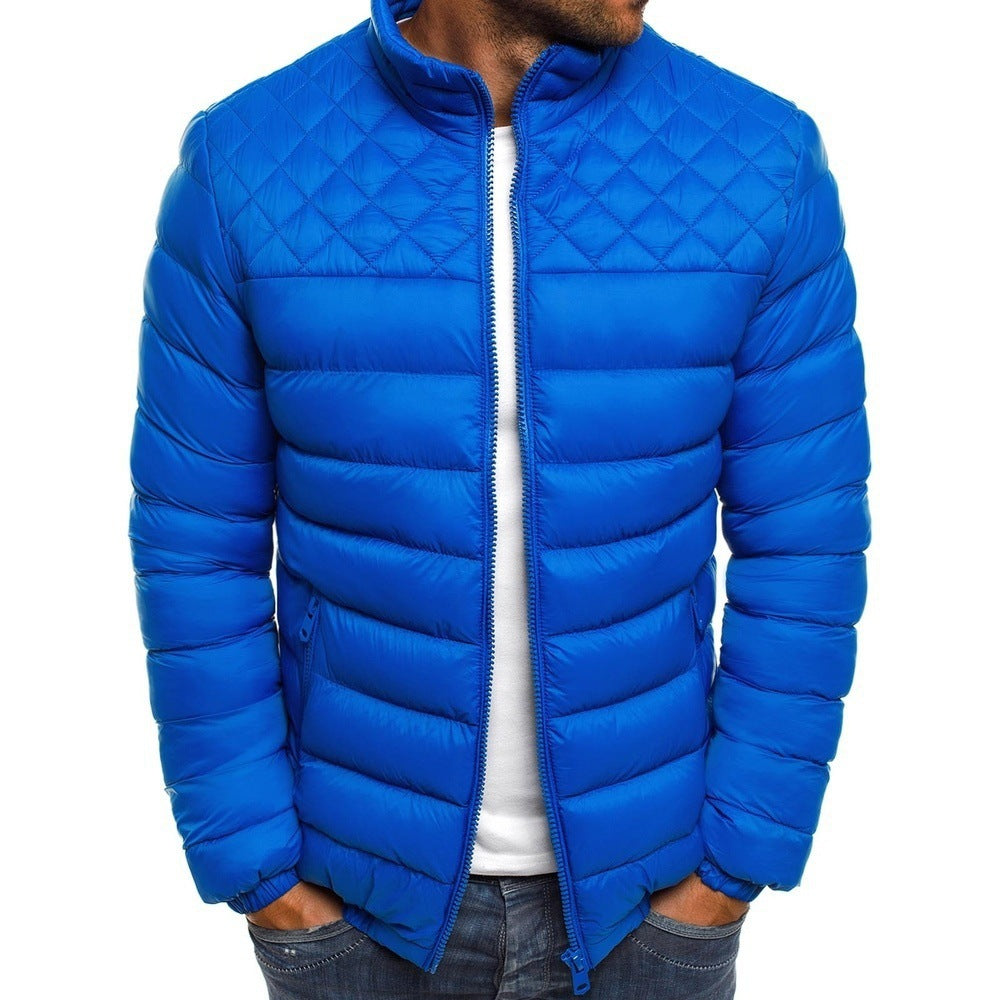AeroQuilt PrimeShield™ Herren Wintermantel – Stehkragen Baumwoll-Jacke mit Rhombus-Steppung