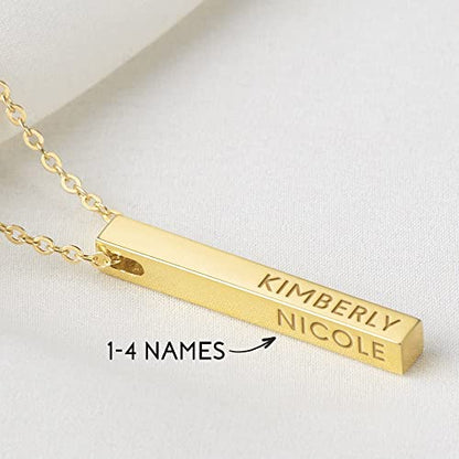 Personalized Mother Necklace, 4 Side Bar Necklace, Kids Names Necklace - Trending Products 