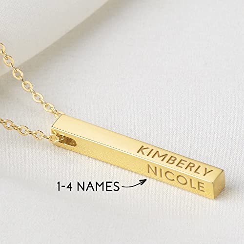 Personalized Mother Necklace, 4 Side Bar Necklace, Kids Names Necklace - Trending Products 