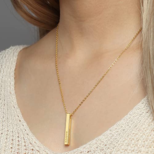 Personalized Mother Necklace, 4 Side Bar Necklace, Kids Names Necklace - Trending Products 