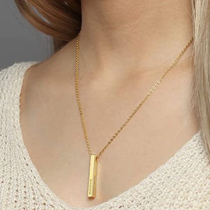 Personalized Mother Necklace, 4 Side Bar Necklace, Kids Names Necklace - Trending Products 