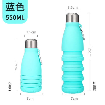 Silicone Foldable Water Bottle for Sports Reusable Leakproof Water Bottle with Carabiner Collapsible Water Bottle Dropshipping