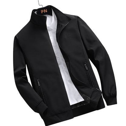 Men’s Winter Warm Stand Collar Jacket – Zipper Front Windproof Coat [Plus Velvet]