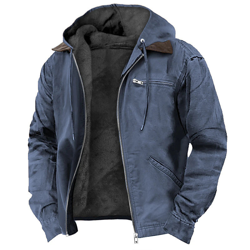 Men’s Winter Hooded Fleece Jacket | Warm Zip-Up Coat with Pockets | Casual Fashion Outwear - Trending Products 