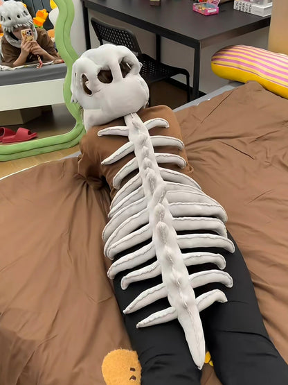 Exoskeleton Dinosaur Plush Hat – Cute Skeleton Headgear Gift for Adults and Kids