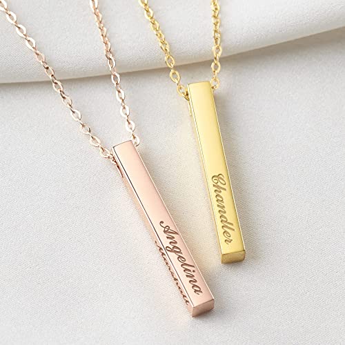 Personalized Mother Necklace, 4 Side Bar Necklace, Kids Names Necklace - Trending Products 