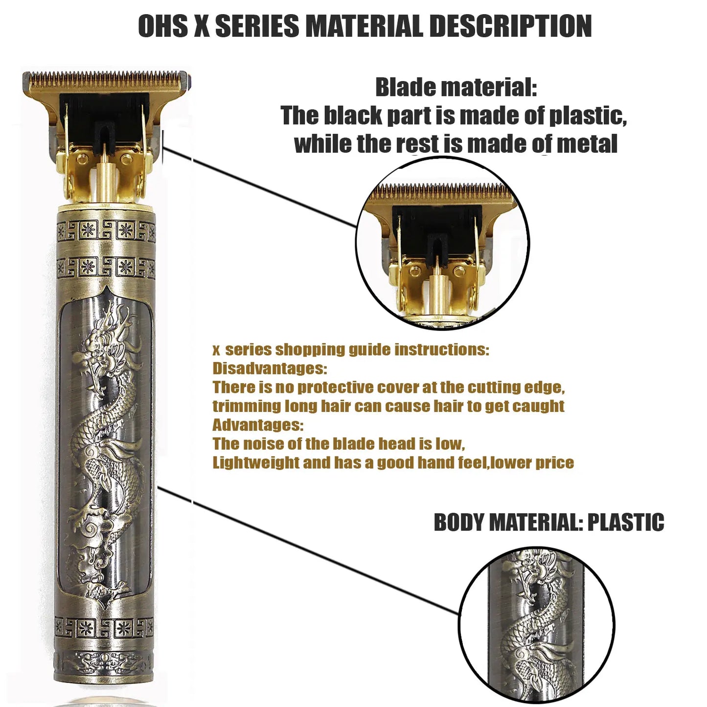 OHS T9 Hair Clipper Model S1 – Metal & Plastic Versions with Ultra-Quiet Low-Frequency Vibration