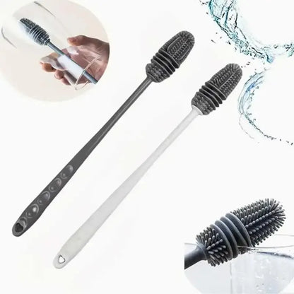 Silicone Cup Brush with Long Handle – Grey & White