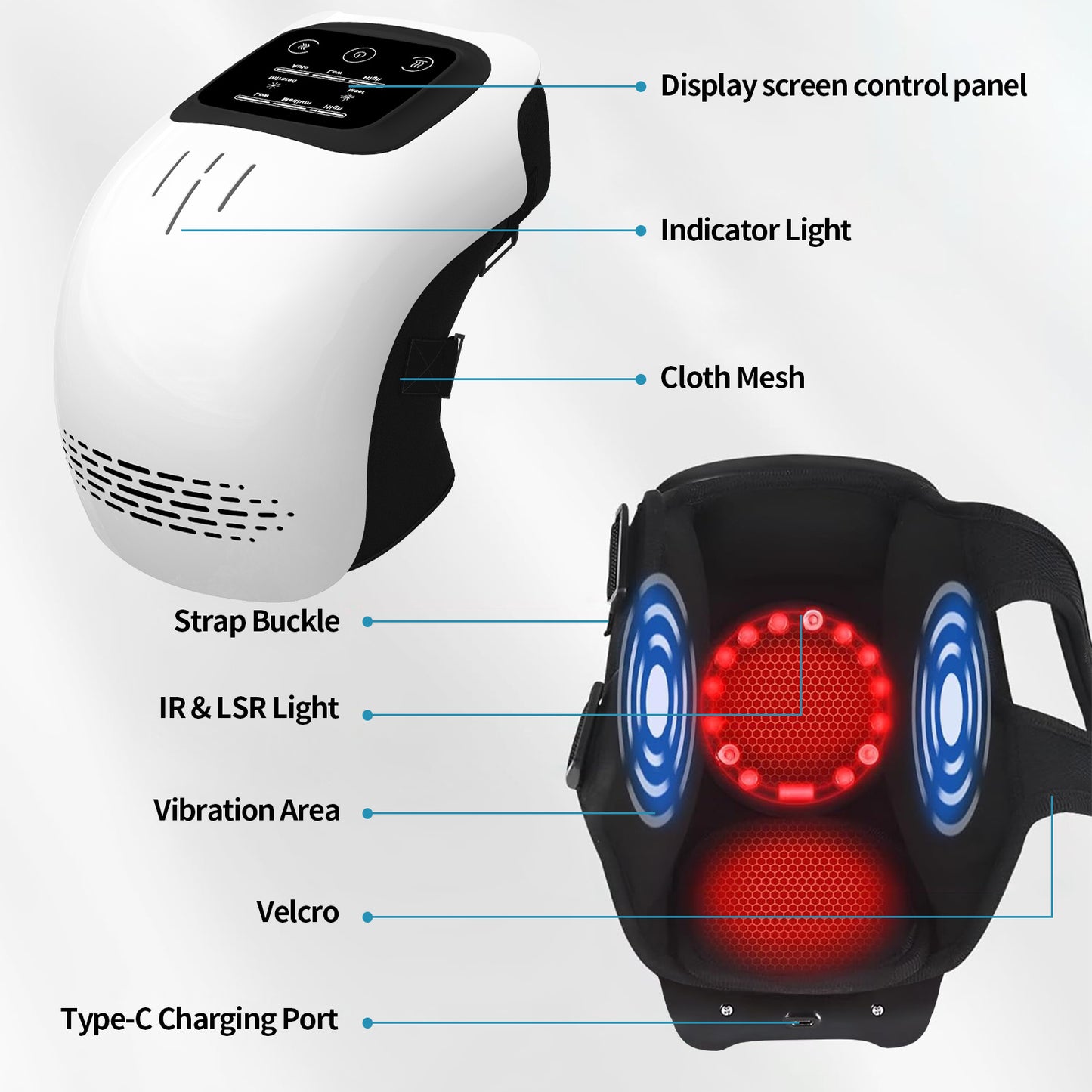 Intelligent Electric Knee Massager with Heat, Vibration & Infrared Therapy – Rechargeable Pain Relief for Joint Care at Home