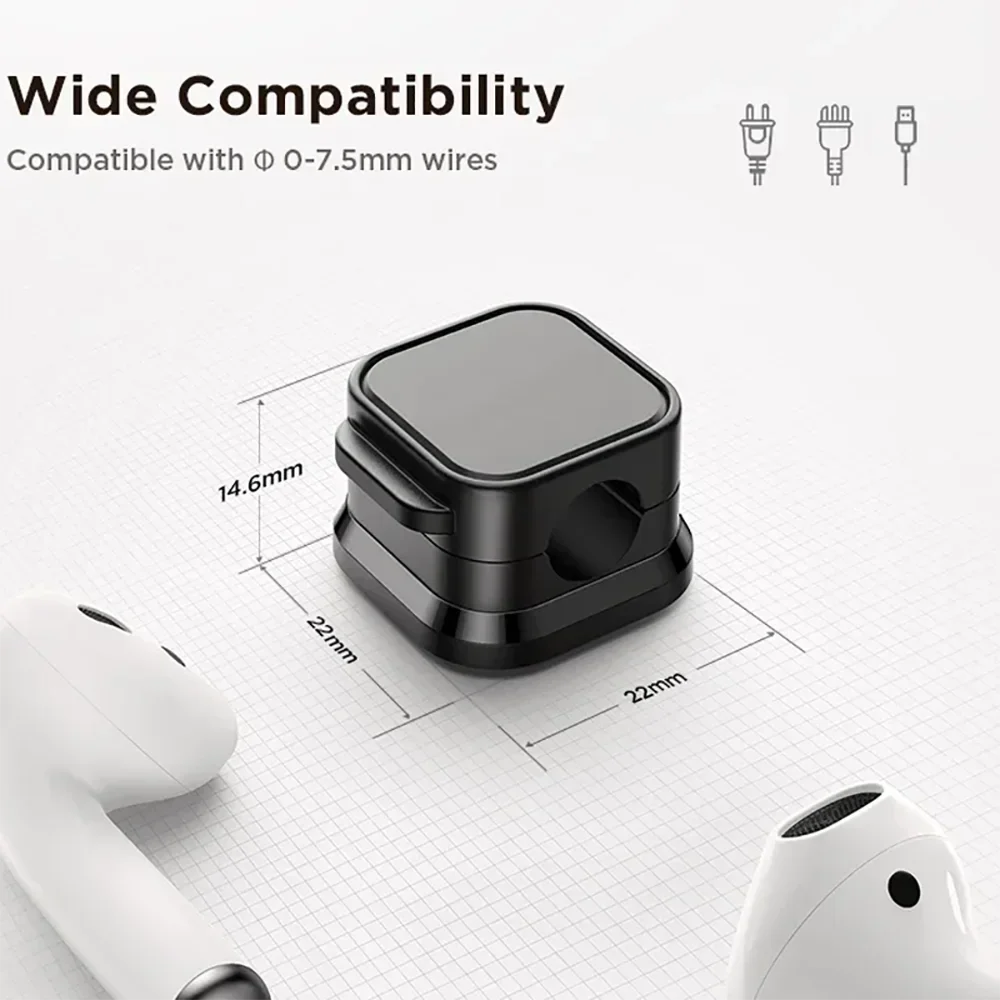 2-6PCS Magnetic Cable Clip Magnetic Cable Winder Cord Organizer Adjustable Cord Holder Under Desk Cable Management Holder