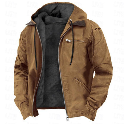 Men’s Winter Hooded Fleece Jacket | Warm Zip-Up Coat with Pockets | Casual Fashion Outwear - Trending Products 