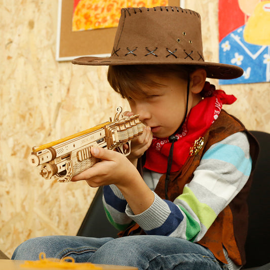 ROKR Mechanischer Revolver "Corsac" – 3D Holz-Bausatz & Spielzeug-Modell (LQ401)