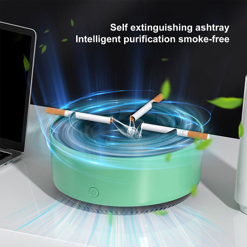 Green self-extinguishing ashtray with intelligent purification smoke free