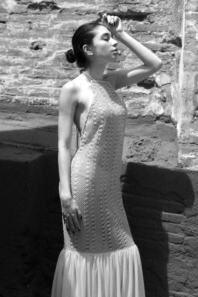 Open Back Cotton Crochet Dress Green on Green - Trending Products 