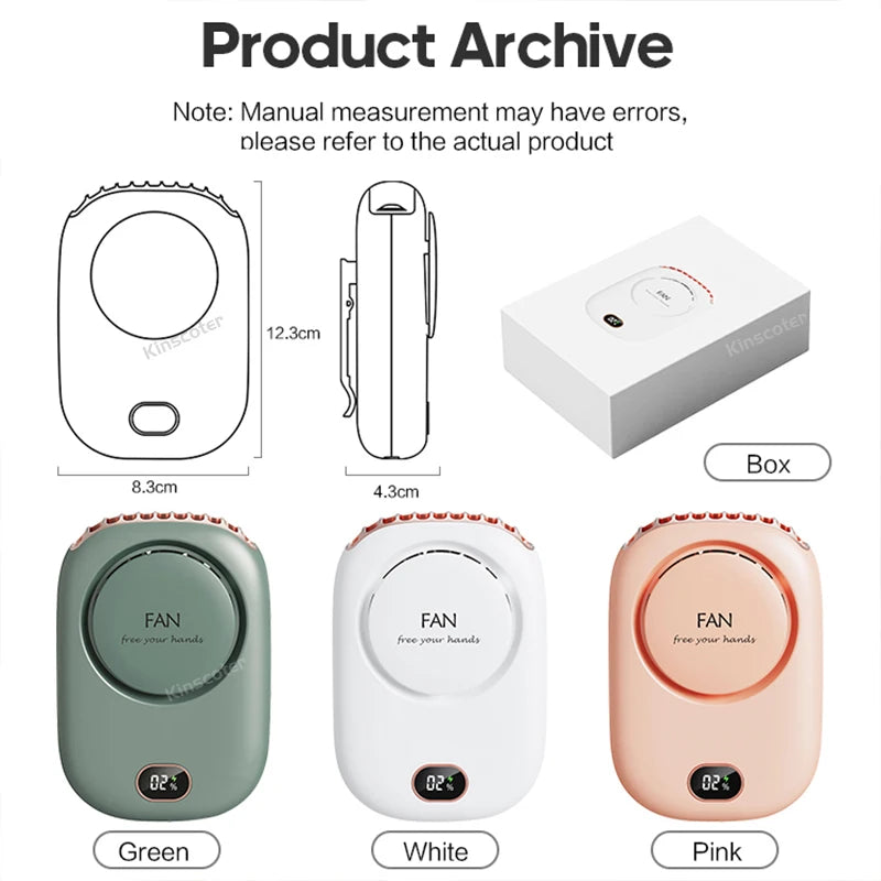 Portable Hanging Neck Fan Mini Cooling Waist Fans Bladeless USB