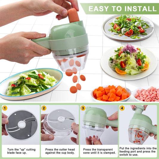 Portable Handheld 4 in 1 Electric Vegetable Slicer - Trending Products 