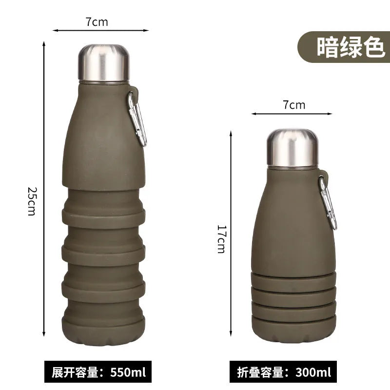 Silicone Foldable Water Bottle for Sports Reusable Leakproof Water Bottle with Carabiner Collapsible Water Bottle Dropshipping