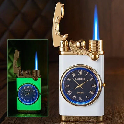Windproof Gas Lighter Wrist Watch Cigar Lighter Outdoors Jet Double Tube Lighters Gadgets for Men Cigarette Accessories Fires