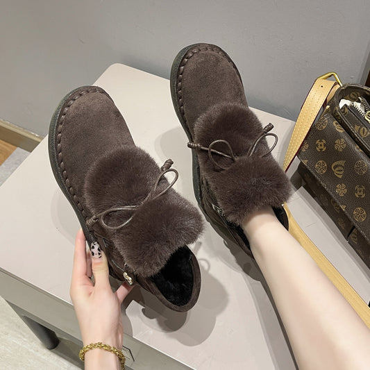 FrostStep CloudSole™ Damen Winter Stiefel – Warme Baumwoll-Schneeschuhe aus Wildleder mit dicker Schwammsohle