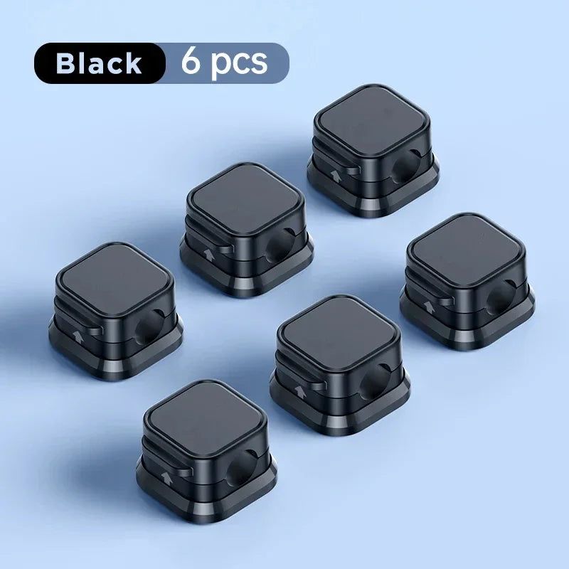 2-6PCS Magnetic Cable Clip Magnetic Cable Winder Cord Organizer Adjustable Cord Holder Under Desk Cable Management Holder