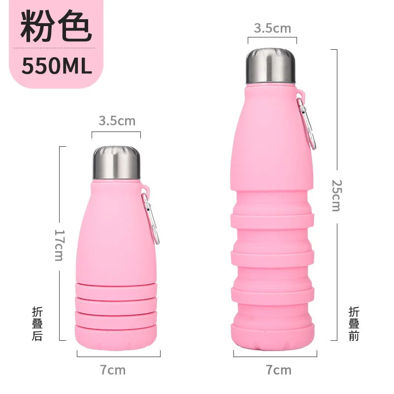 Silicone Foldable Water Bottle for Sports Reusable Leakproof Water Bottle with Carabiner Collapsible Water Bottle Dropshipping