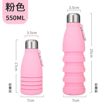 Silicone Foldable Water Bottle for Sports Reusable Leakproof Water Bottle with Carabiner Collapsible Water Bottle Dropshipping