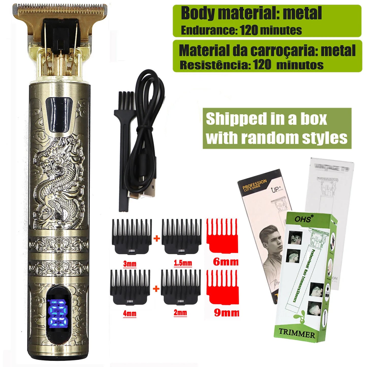 OHS T9 Hair Clipper Model S1 – Metal & Plastic Versions with Ultra-Quiet Low-Frequency Vibration