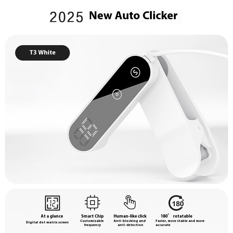 Automatischer USB Auto-Clicker Button mit Digital-Display – Clip-On, Aufladbar, Universal