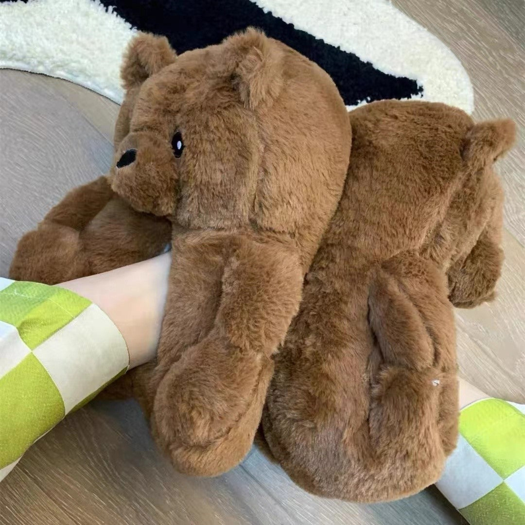 Indoor Cartoon Extra Thick Non-Slip Animal Cotton Slippers – Warm Plush Home Shoes