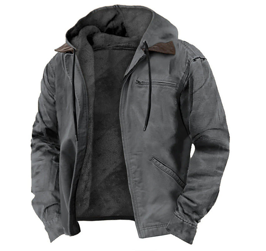 Men’s Winter Hooded Fleece Jacket | Warm Zip-Up Coat with Pockets | Casual Fashion Outwear - Trending Products 