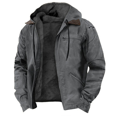 Men’s Winter Hooded Fleece Jacket | Warm Zip-Up Coat with Pockets | Casual Fashion Outwear - Trending Products 