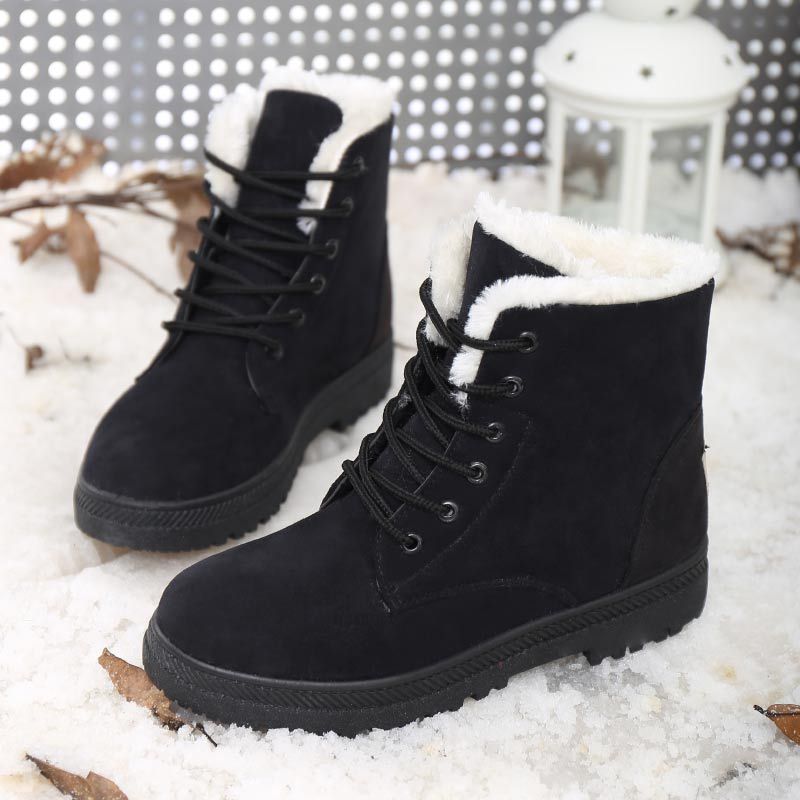 FrostLoom ArcticPlush™ Damen Winter Schneestiefel – Warme Plüsch Knöchelstiefel mit rutschfester Gummisohle