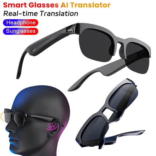 Smart Glasses AI Intelligent Real-time Translation Wireless BT Calling Music Headset Anti-UV Sunglasses Voice Assistant Glasses