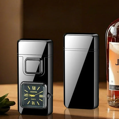 True Watch Voice Controlled Ignition Dual Fire Butane Gas Lighter Visual Gas Window Open Flame Charge Jet Flame Electric Lighter