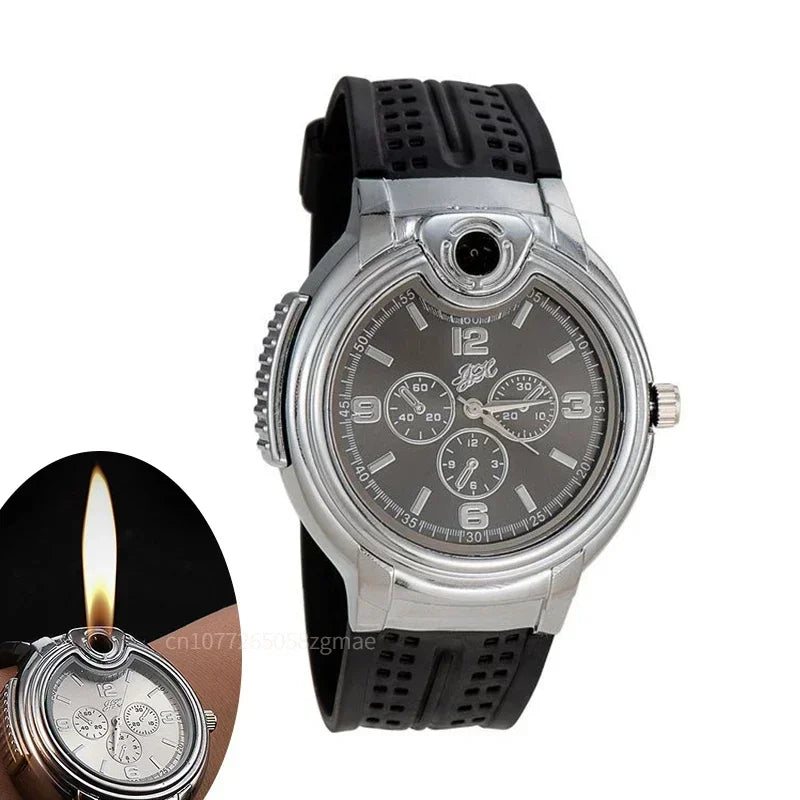 New Unusual Creative Men's Watch Gold Portable Lighter Windproof Flameless Charging USB Cigarette Lighter Tool Exquisite Gift