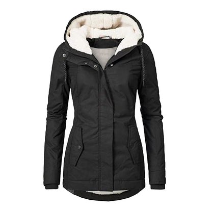 Winter Hooded Solid Color Fleece Jacket for Women – Warm Buckle & Zip-Up Casual Jacket with Pockets - Trending Products 