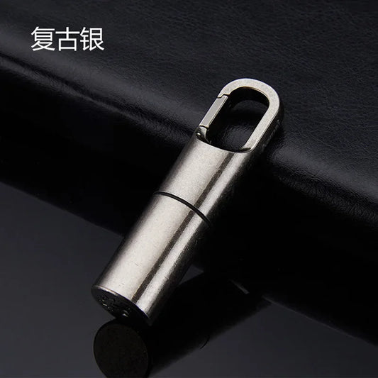 Outdoor Mini Cotton Oil Lighter, Portable Keychain Pocket Lighter Pendant, Vintage, Stainless Steel, Cigarette Accessories