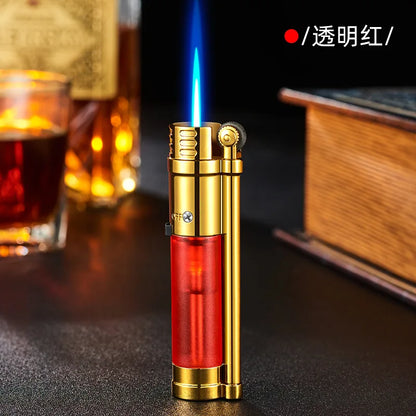 I New Metal Transparent Air Warehouse Windproof Direct Charge Lighter Creative Small Blue Flame Butane Gas Inflatable Lighter