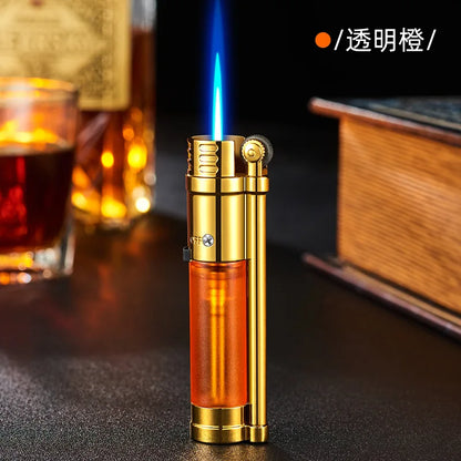 I New Metal Transparent Air Warehouse Windproof Direct Charge Lighter Creative Small Blue Flame Butane Gas Inflatable Lighter