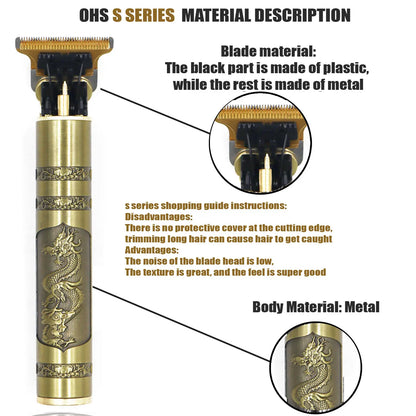 OHS T9 Hair Clipper Model S1 – Metal & Plastic Versions with Ultra-Quiet Low-Frequency Vibration