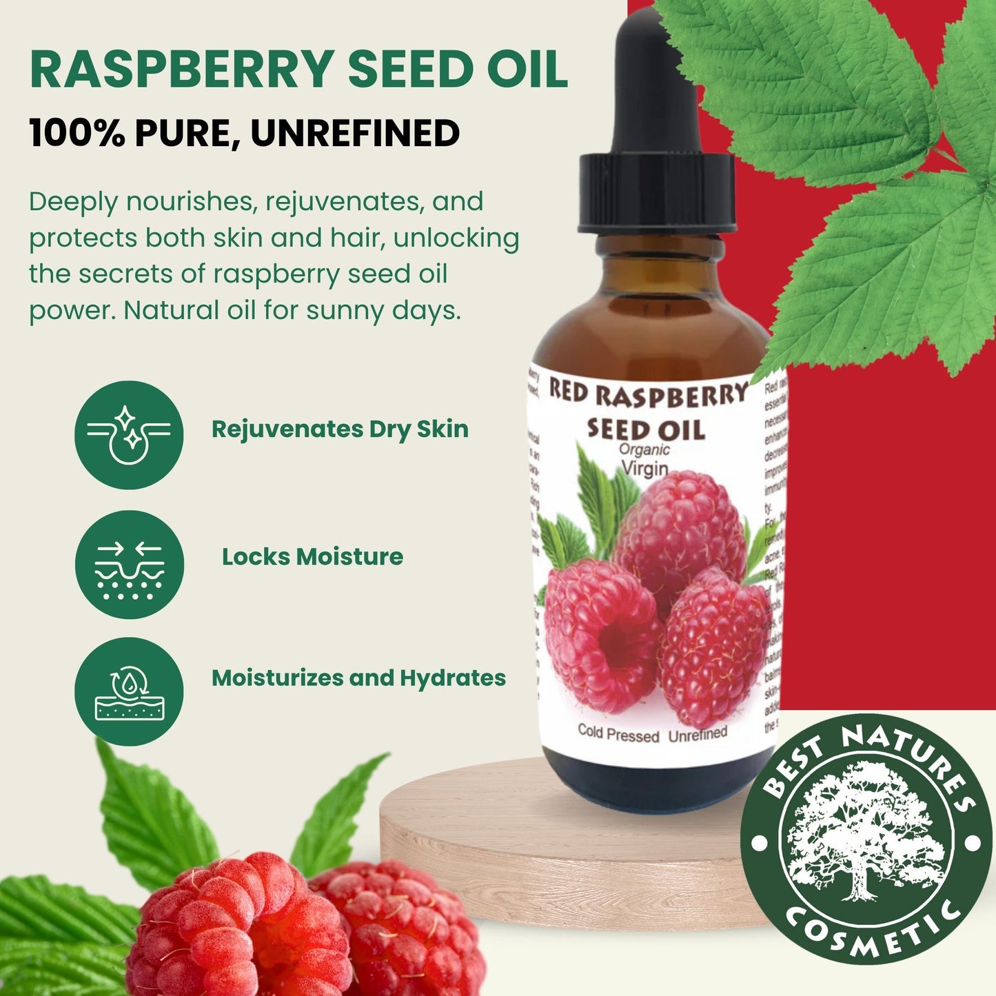 Red Raspberry Seed  Oil (Organic, cold pressed, unrefined) - Trending Products 