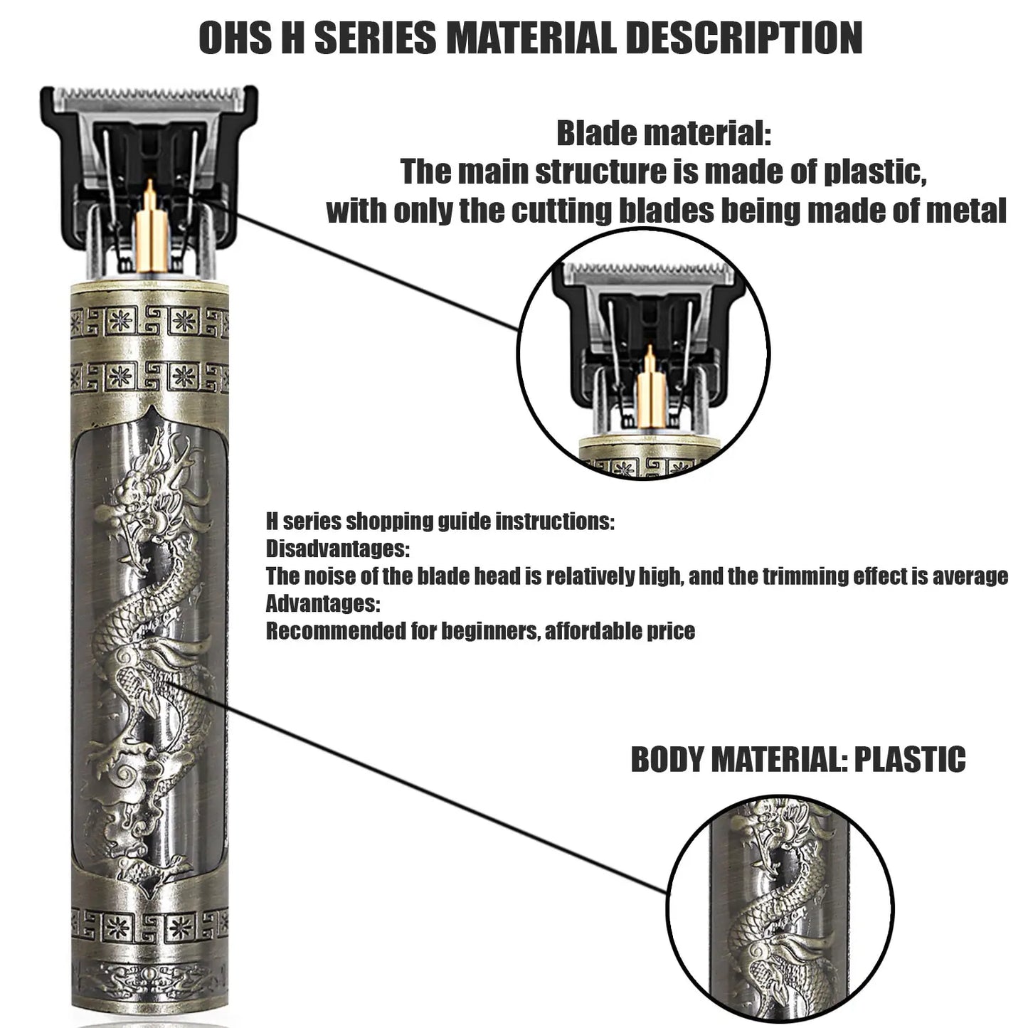 OHS T9 Hair Clipper Model S1 – Metal & Plastic Versions with Ultra-Quiet Low-Frequency Vibration